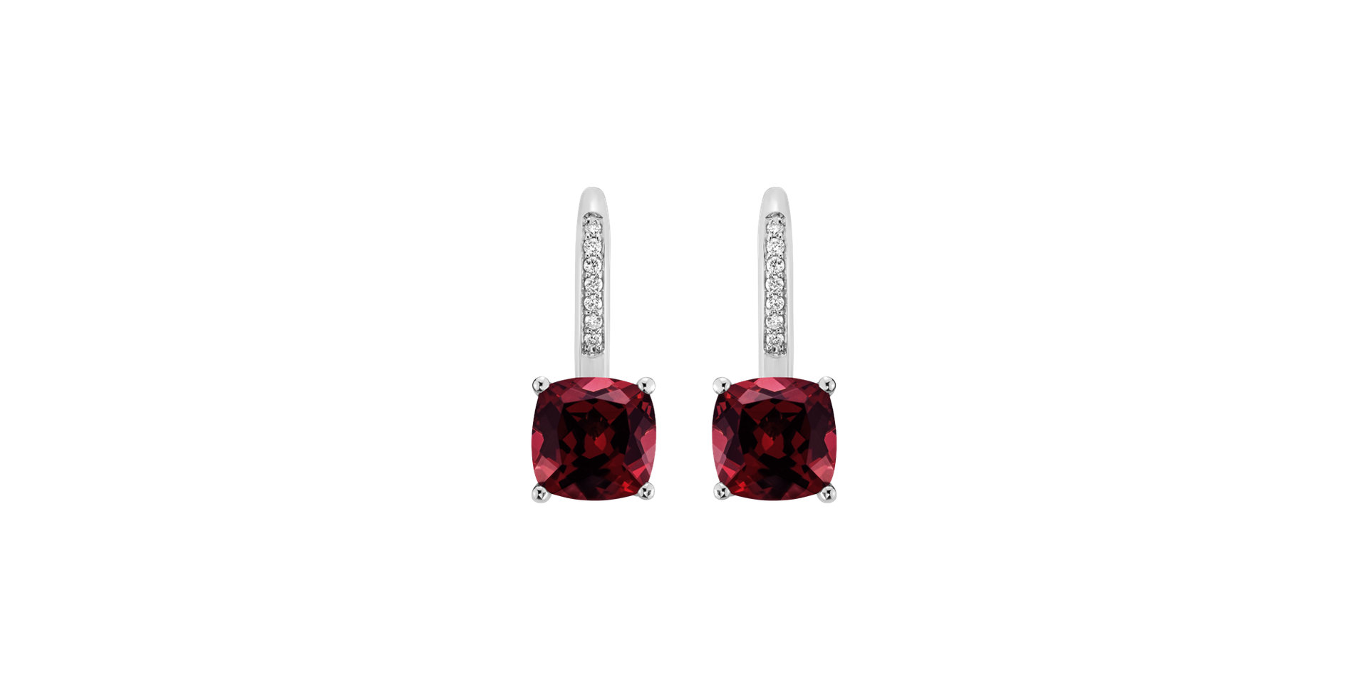 Diamond earrings with Rhodolite Calypso