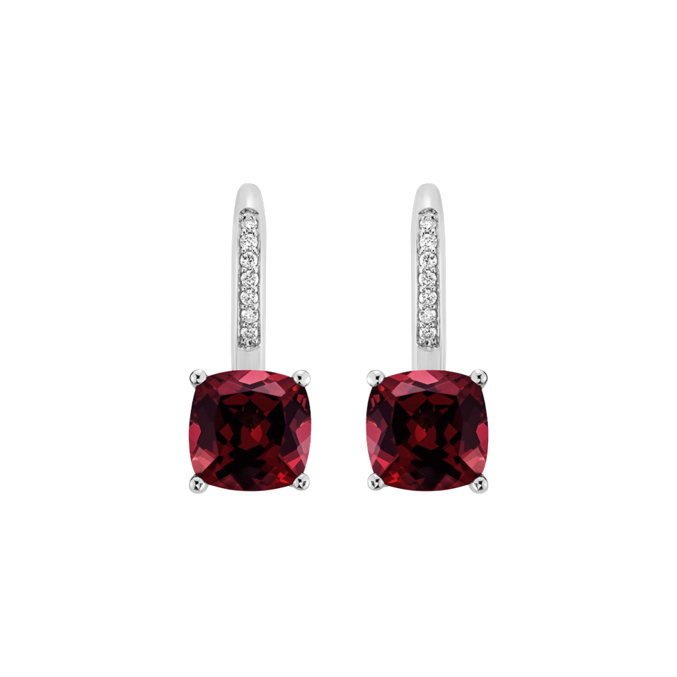 Diamond earrings with Rhodolite Calypso