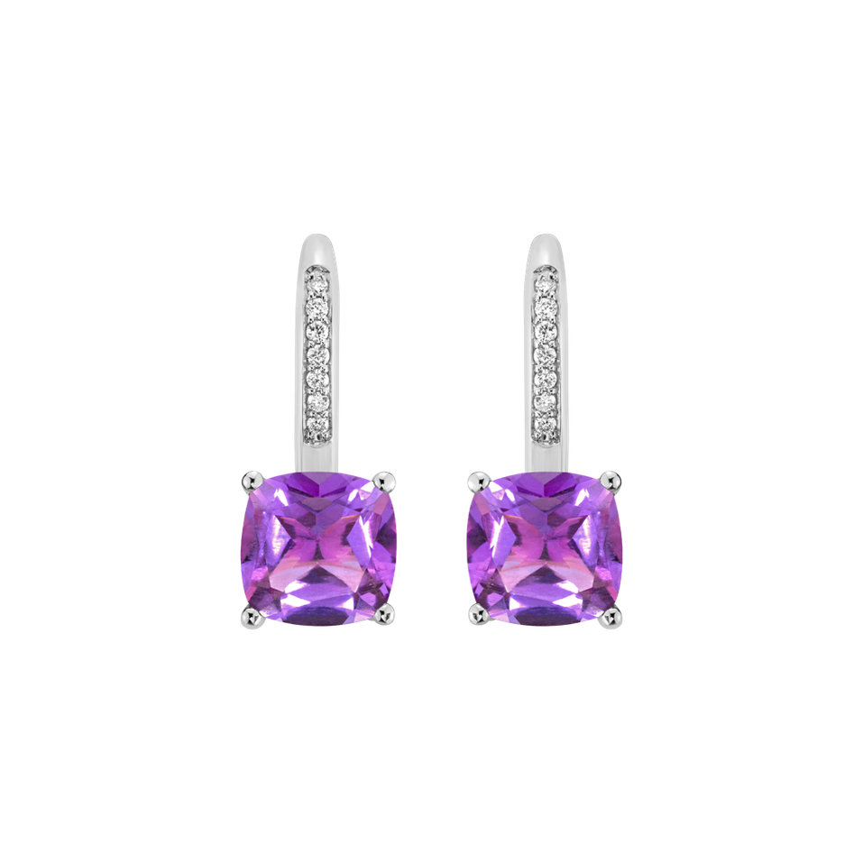 Diamond earrings with Amethyst Calypso