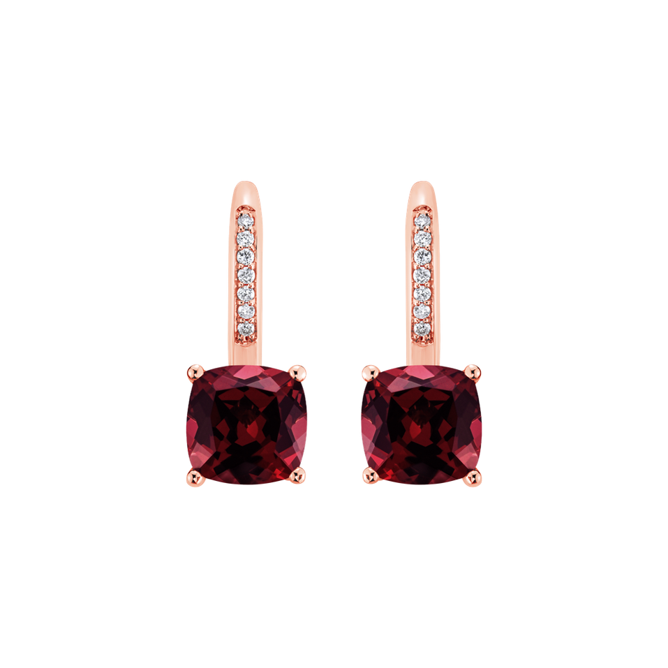 Diamond earrings with Rhodolite Calypso