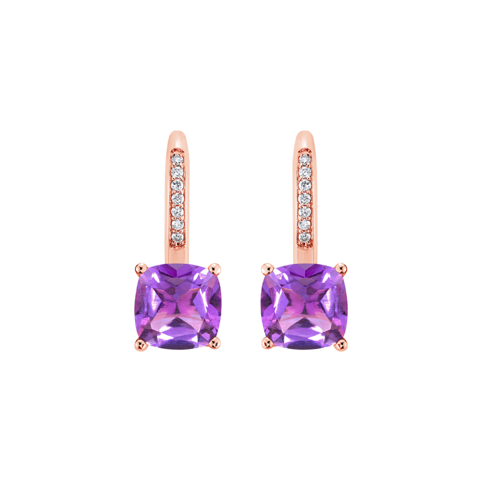 Diamond earrings with Amethyst Calypso