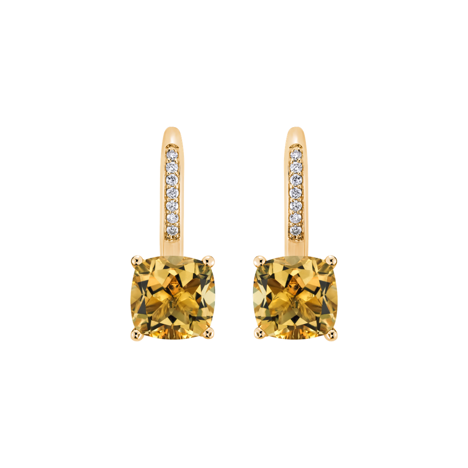 Diamond earrings with Citrine Calypso
