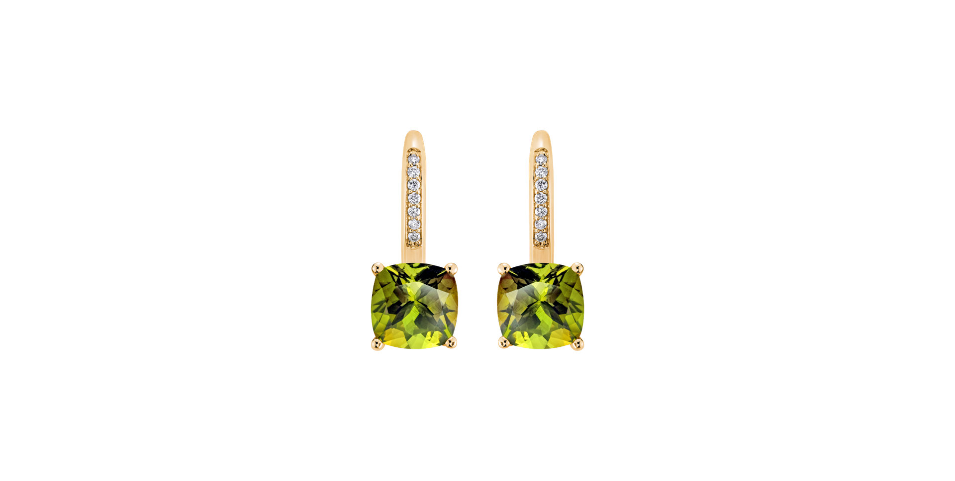 Diamond earrings with Peridot Calypso