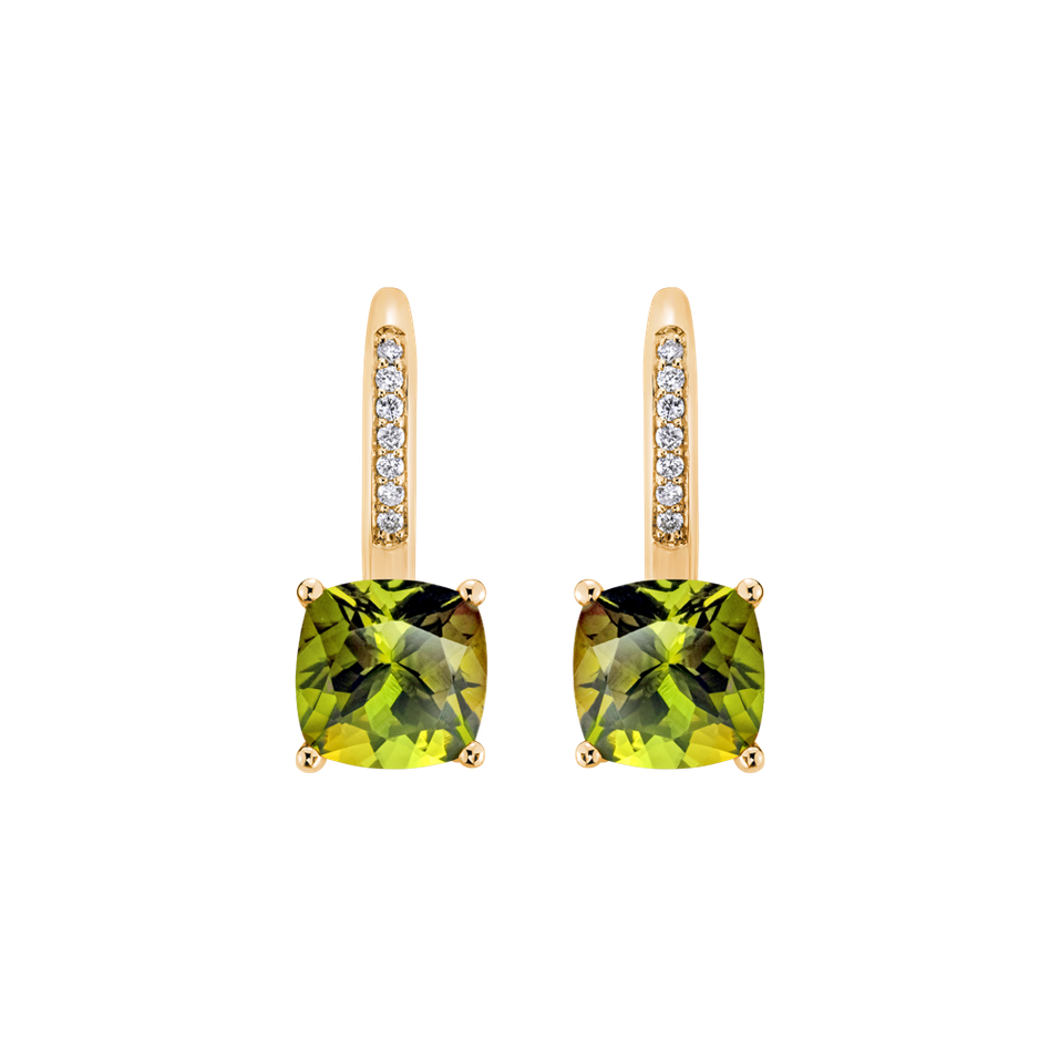 Diamond earrings with Peridot Calypso