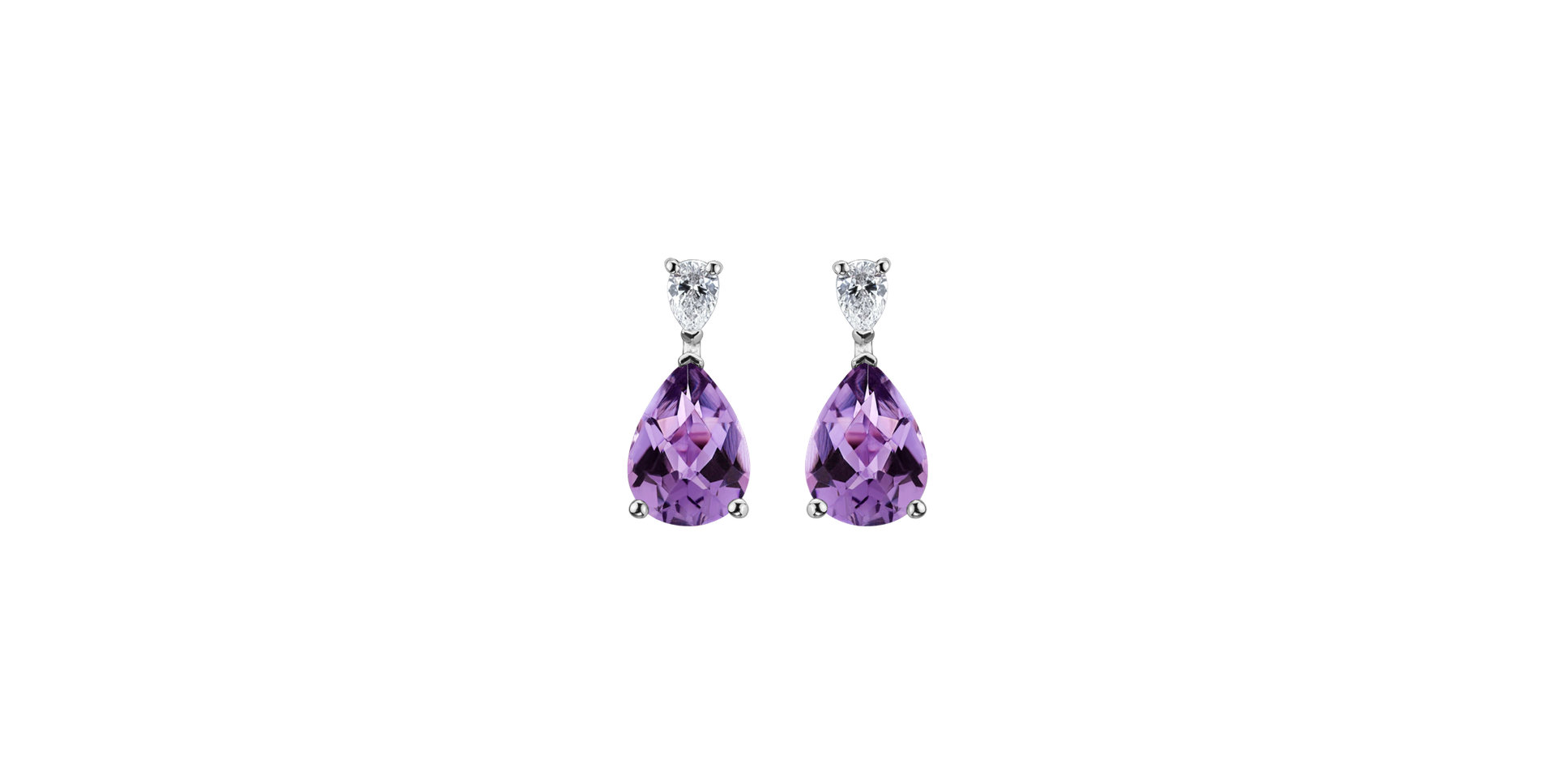 Diamond earrings with Amethyst Whispers of Light