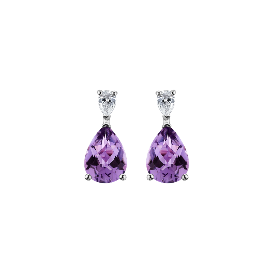 Diamond earrings with Amethyst Whispers of Light