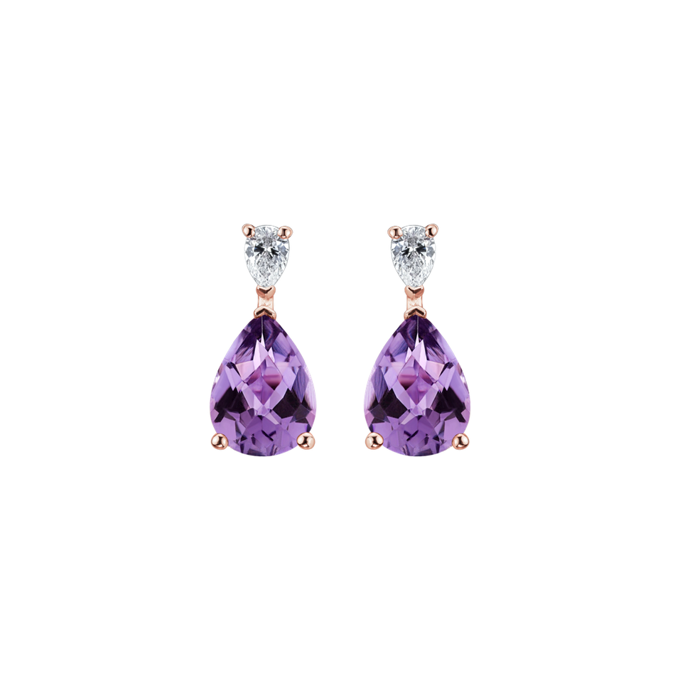 Diamond earrings with Amethyst Whispers of Light
