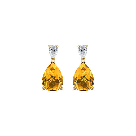 Diamond earrings with Citrine Whispers of Light