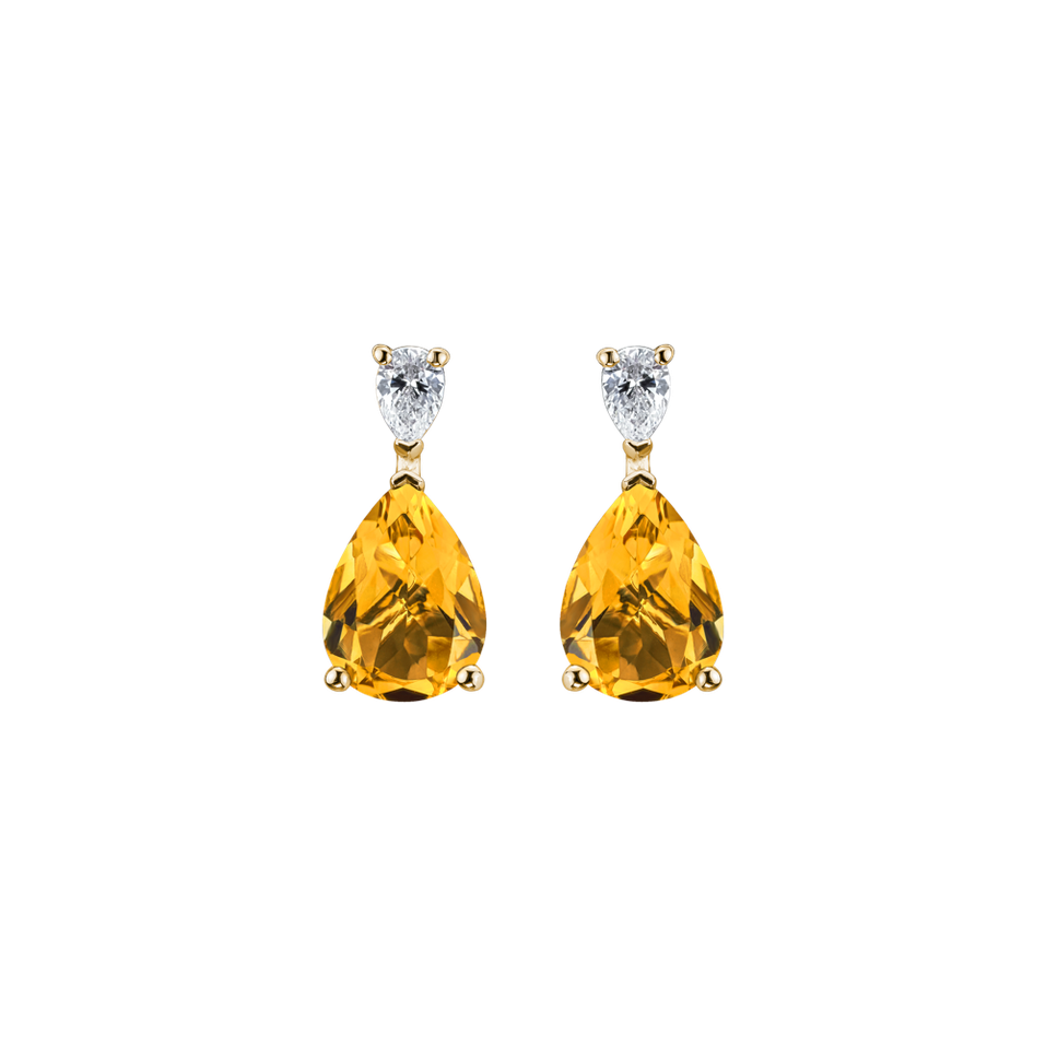 Diamond earrings with Citrine Whispers of Light