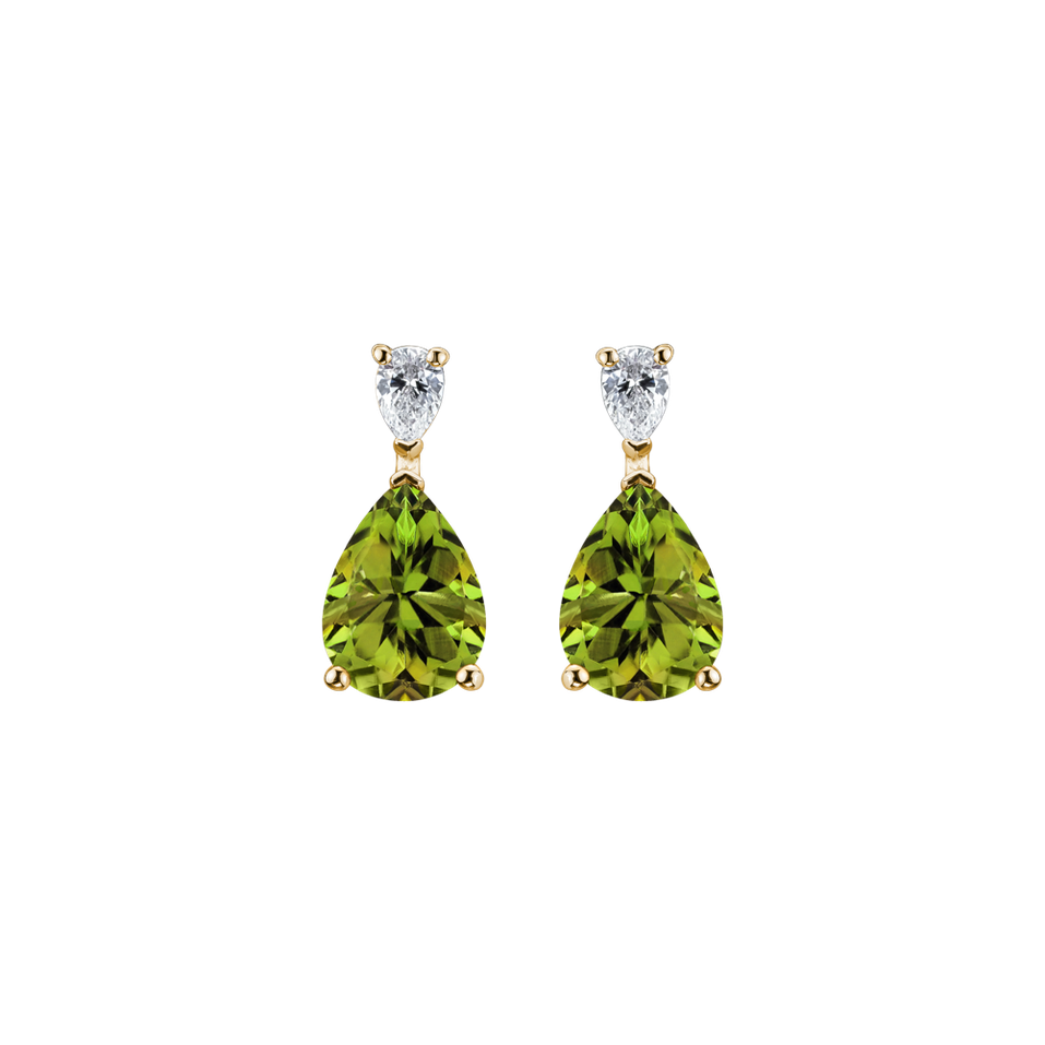 Diamond earrings with Peridot Whispers of Light