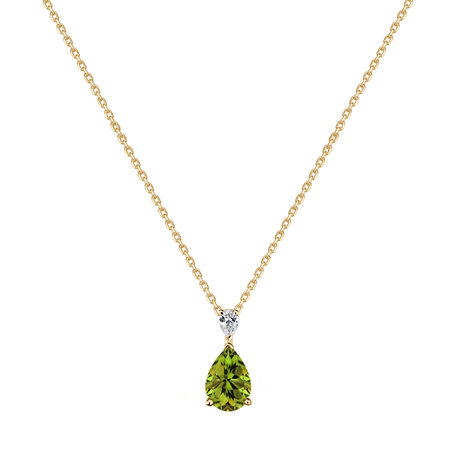 Diamond necklace with Peridote Whispers of Light