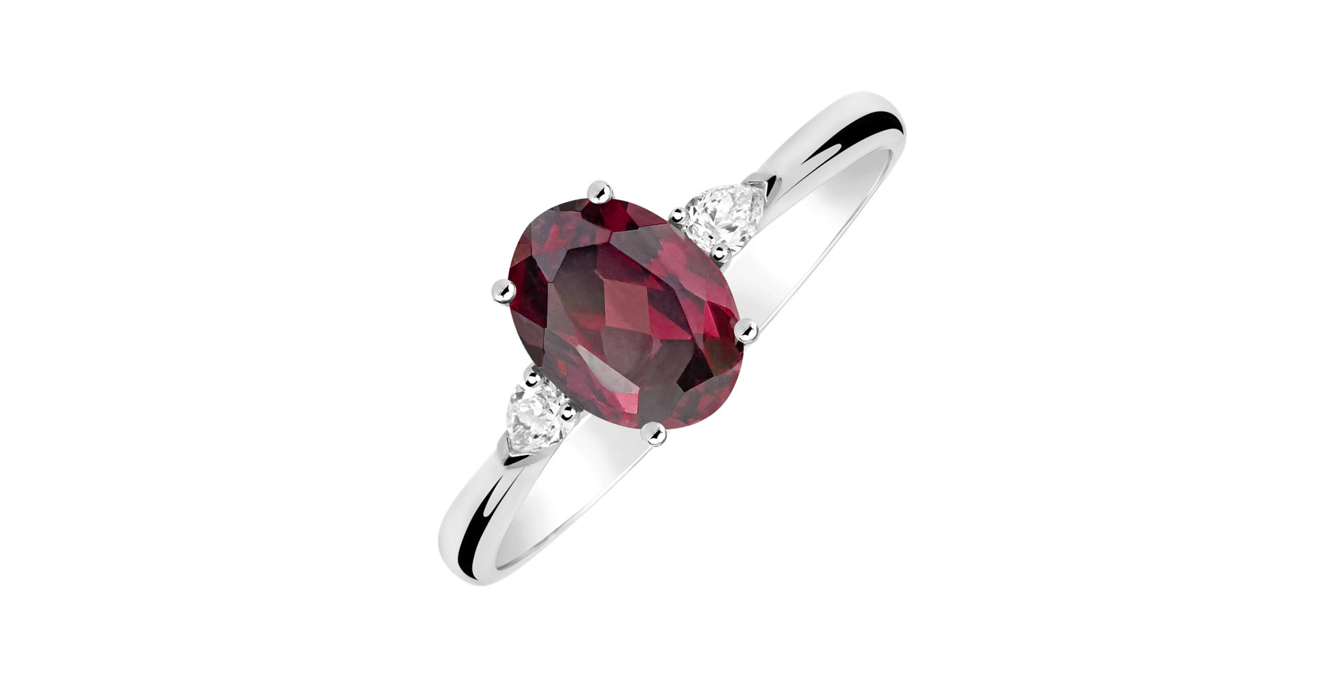 Diamond ring with Rhodolite Annelise