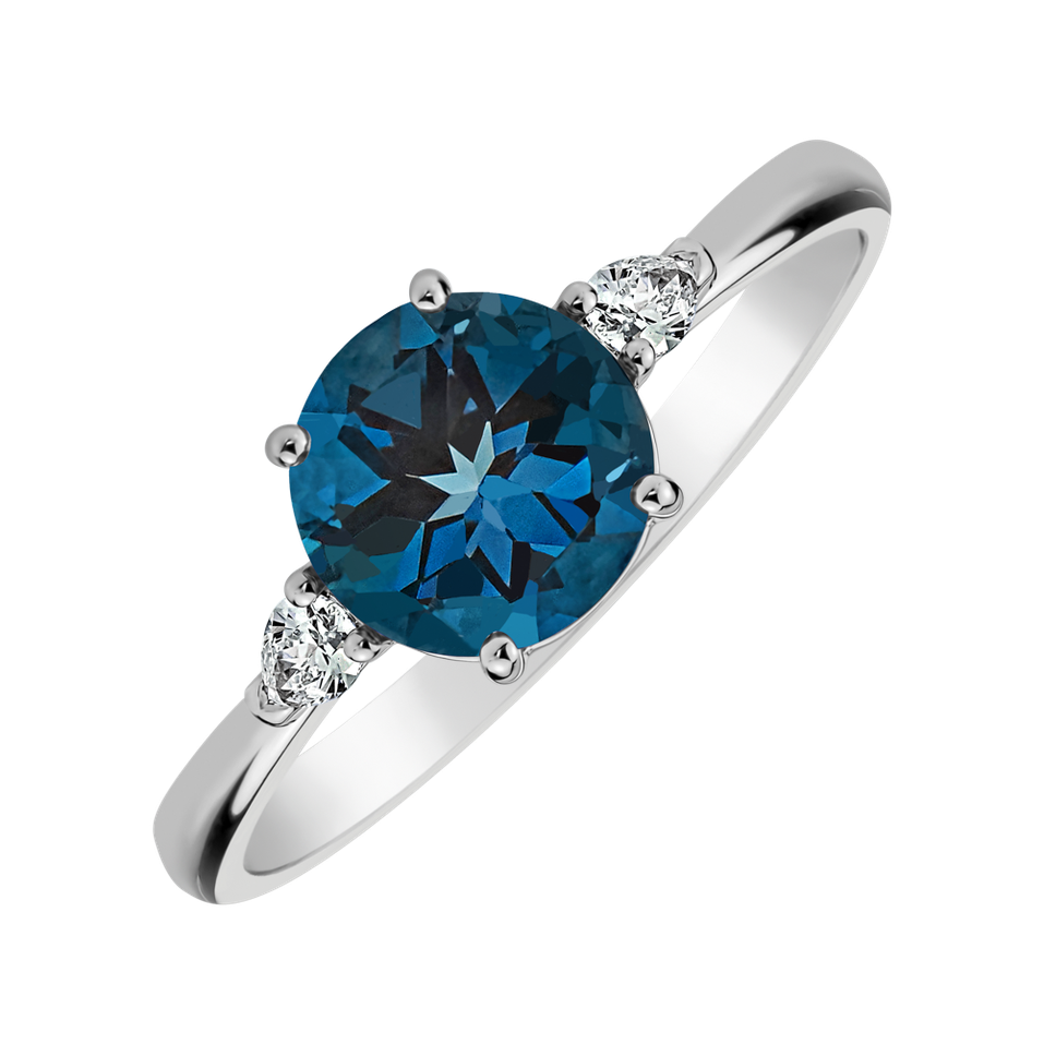 Diamond ring with Topaz Majestic Oasis