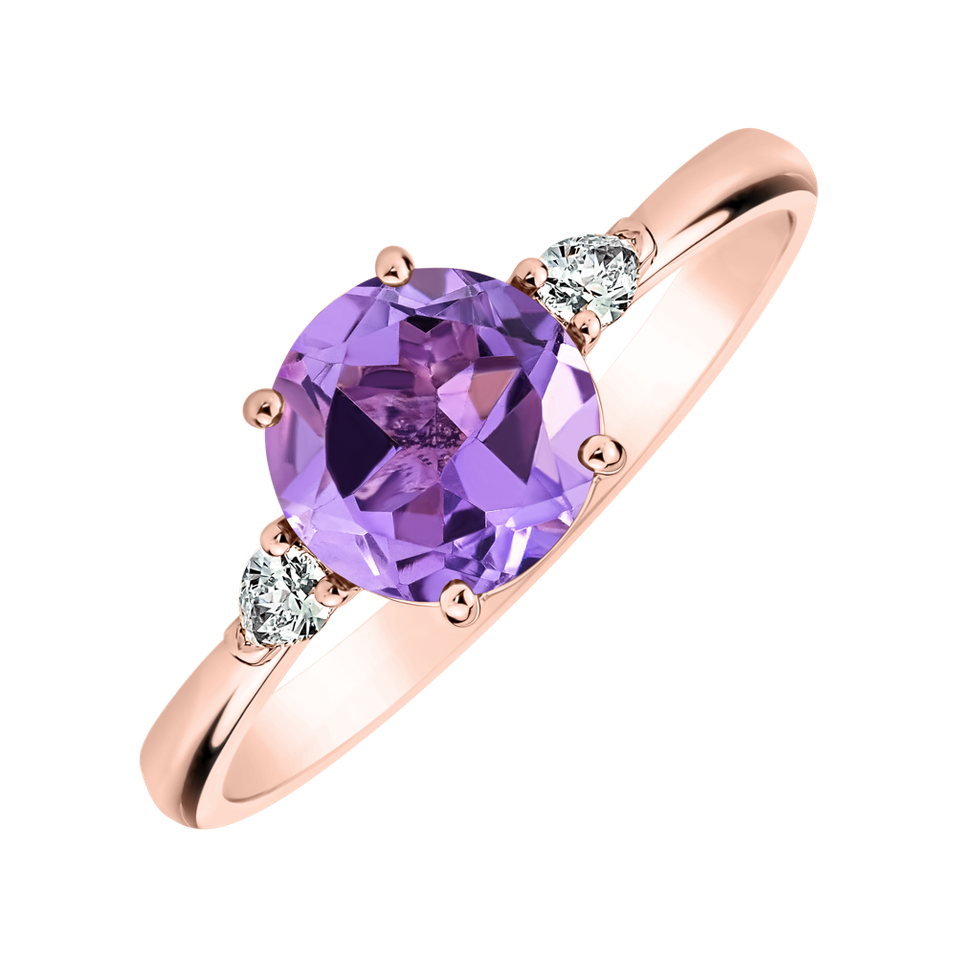 Diamond ring with Amethyst Majestic Oasis