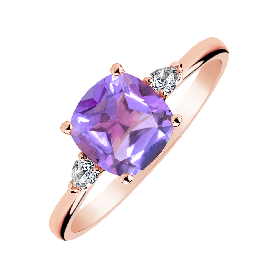 Diamond ring with Amethyst Mirabel