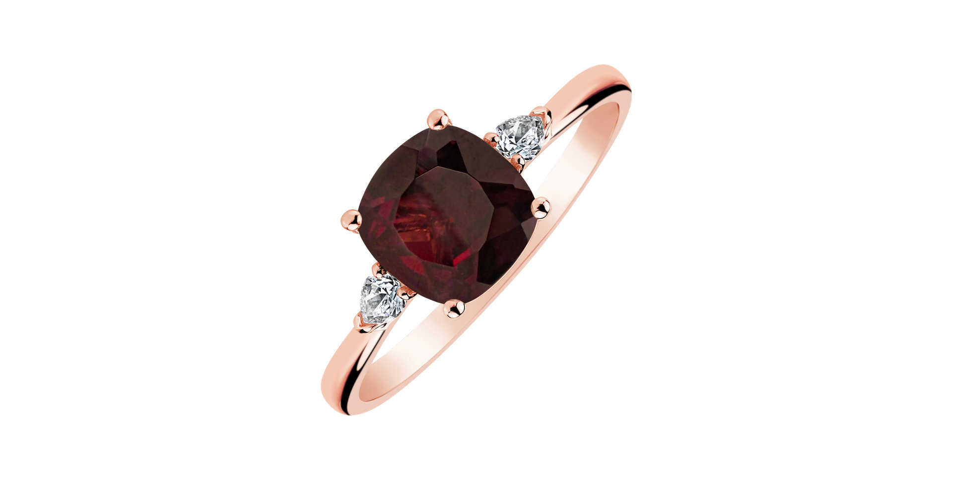 Diamond ring with Rhodolite Mirabel