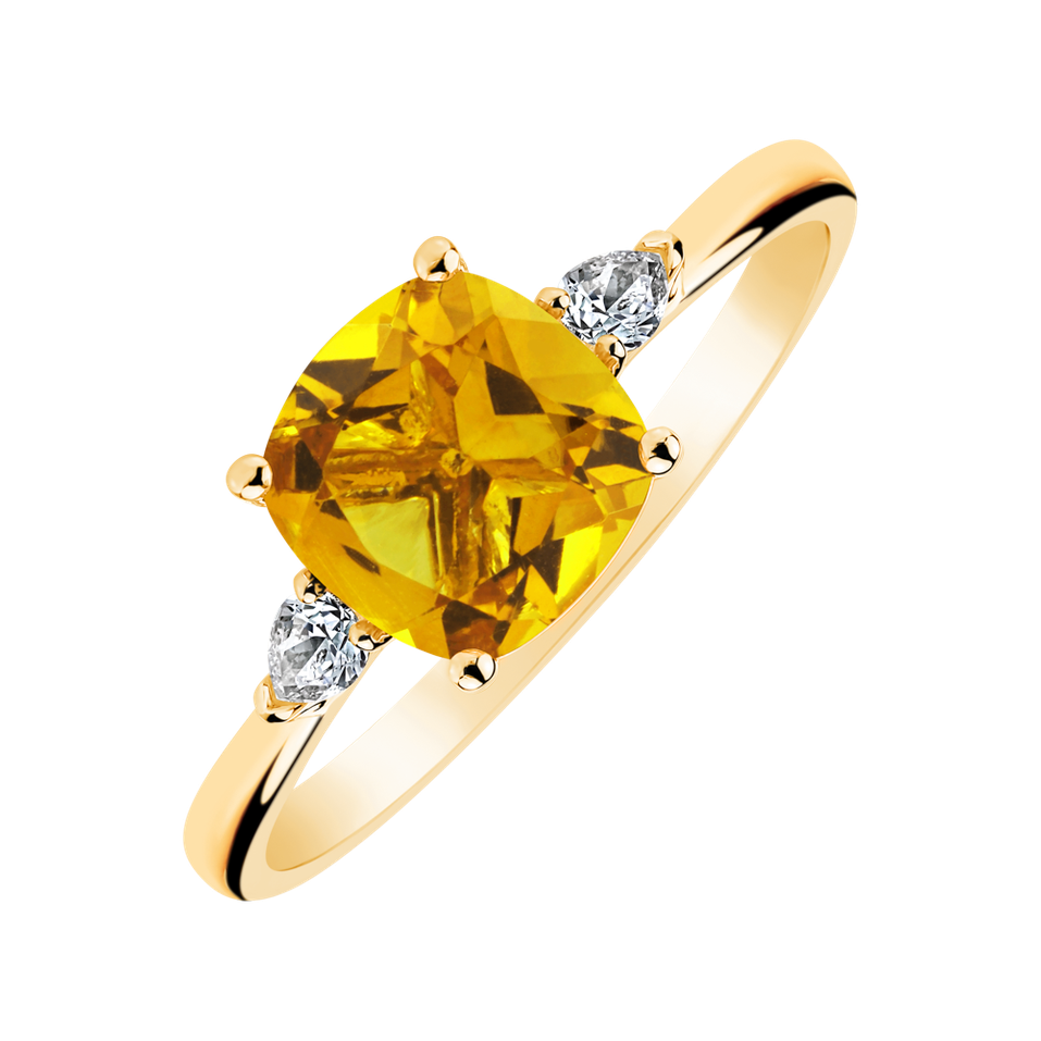 Diamond ring with Citrine Mirabel