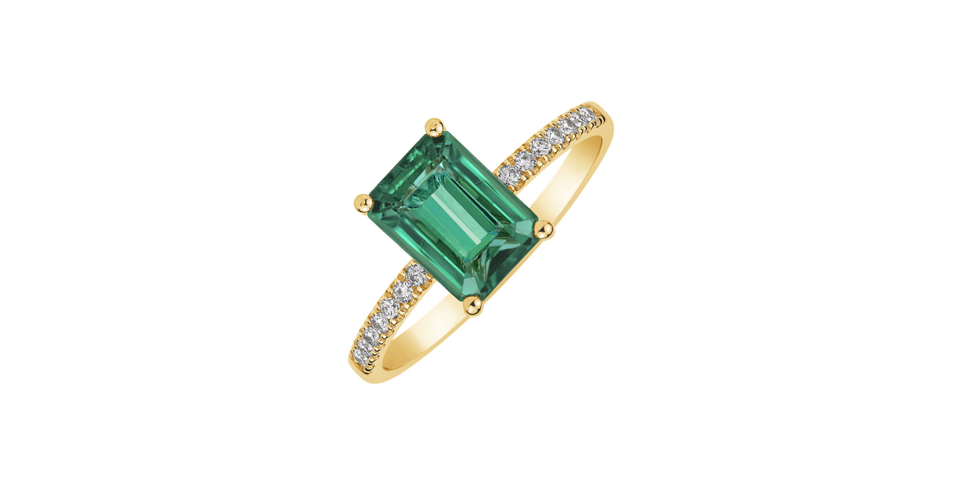 Diamond ring with Emerald Carlotta