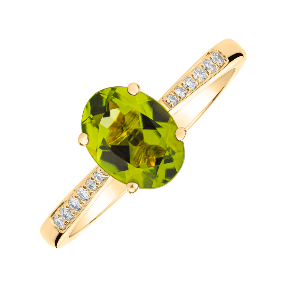 Diamond ring with Peridote Glory Gem