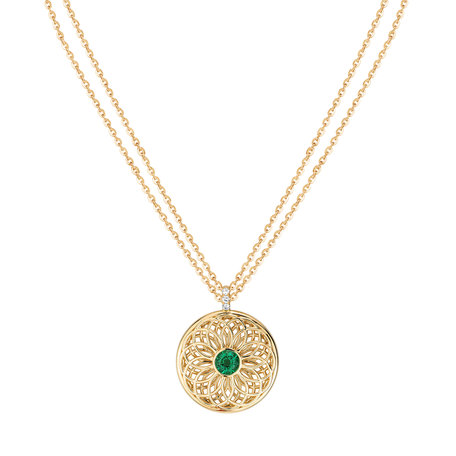 Diamond necklace with Emerald Sphere of Light