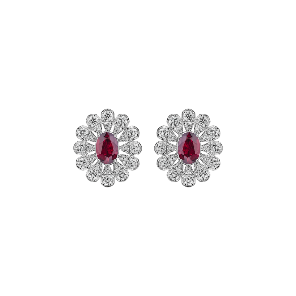 Diamond earrings with Ruby Starlight Bloom