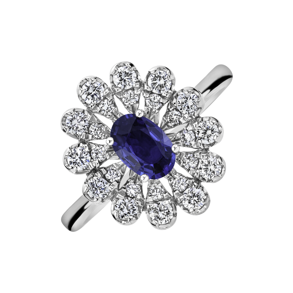 Diamond ring with Sapphire Starlight Bloom