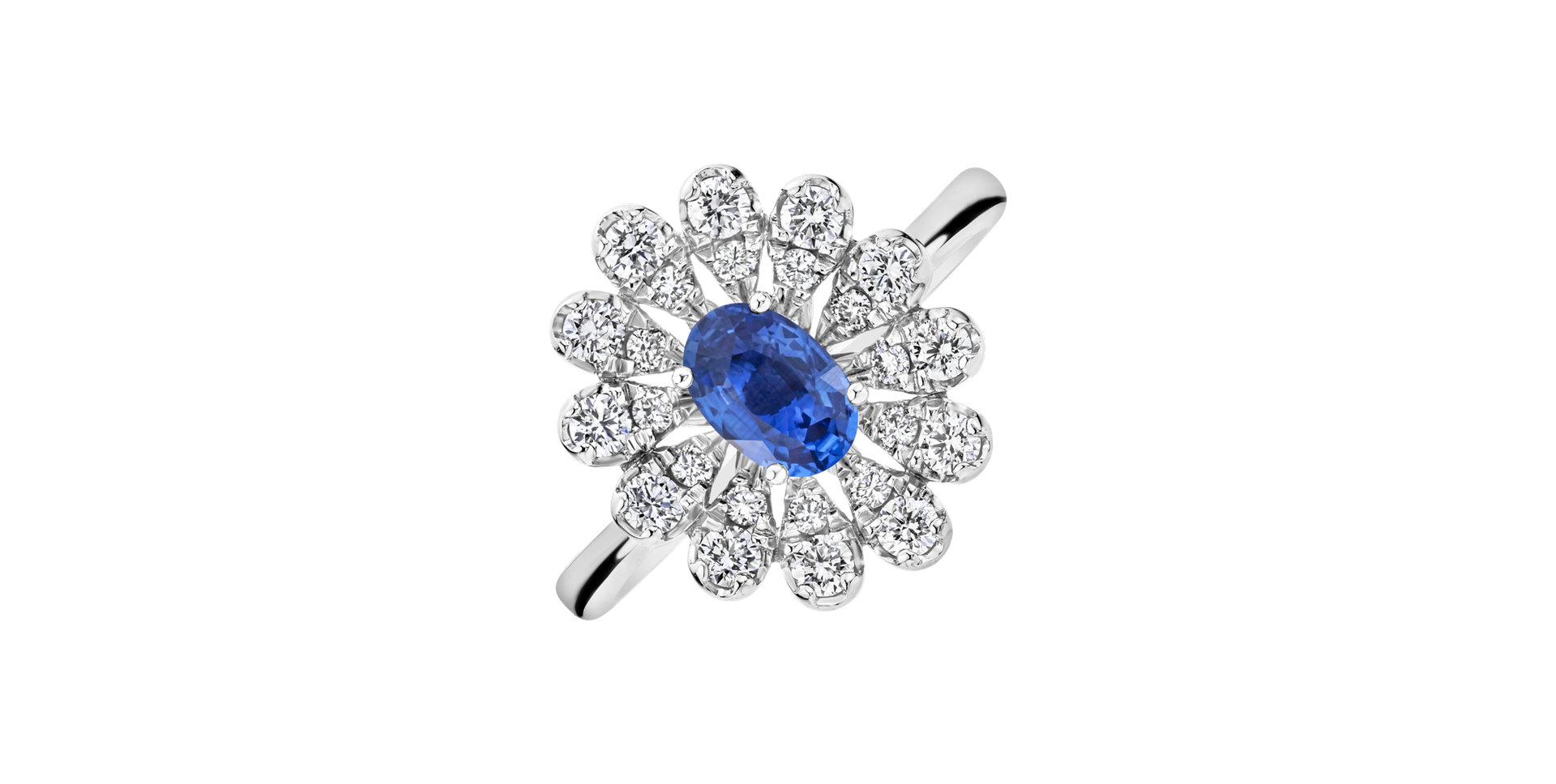 Diamond ring with Tanzanite Starlight Bloom