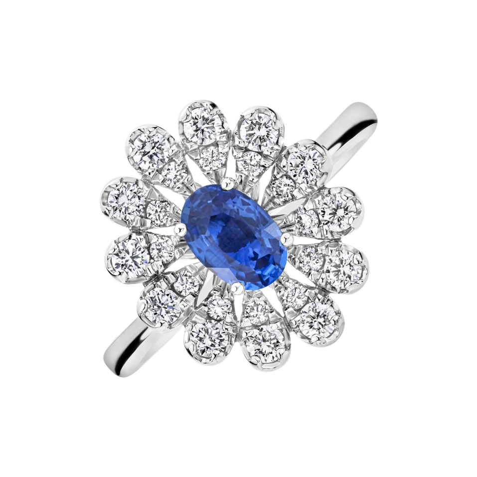 Diamond ring with Tanzanite Starlight Bloom