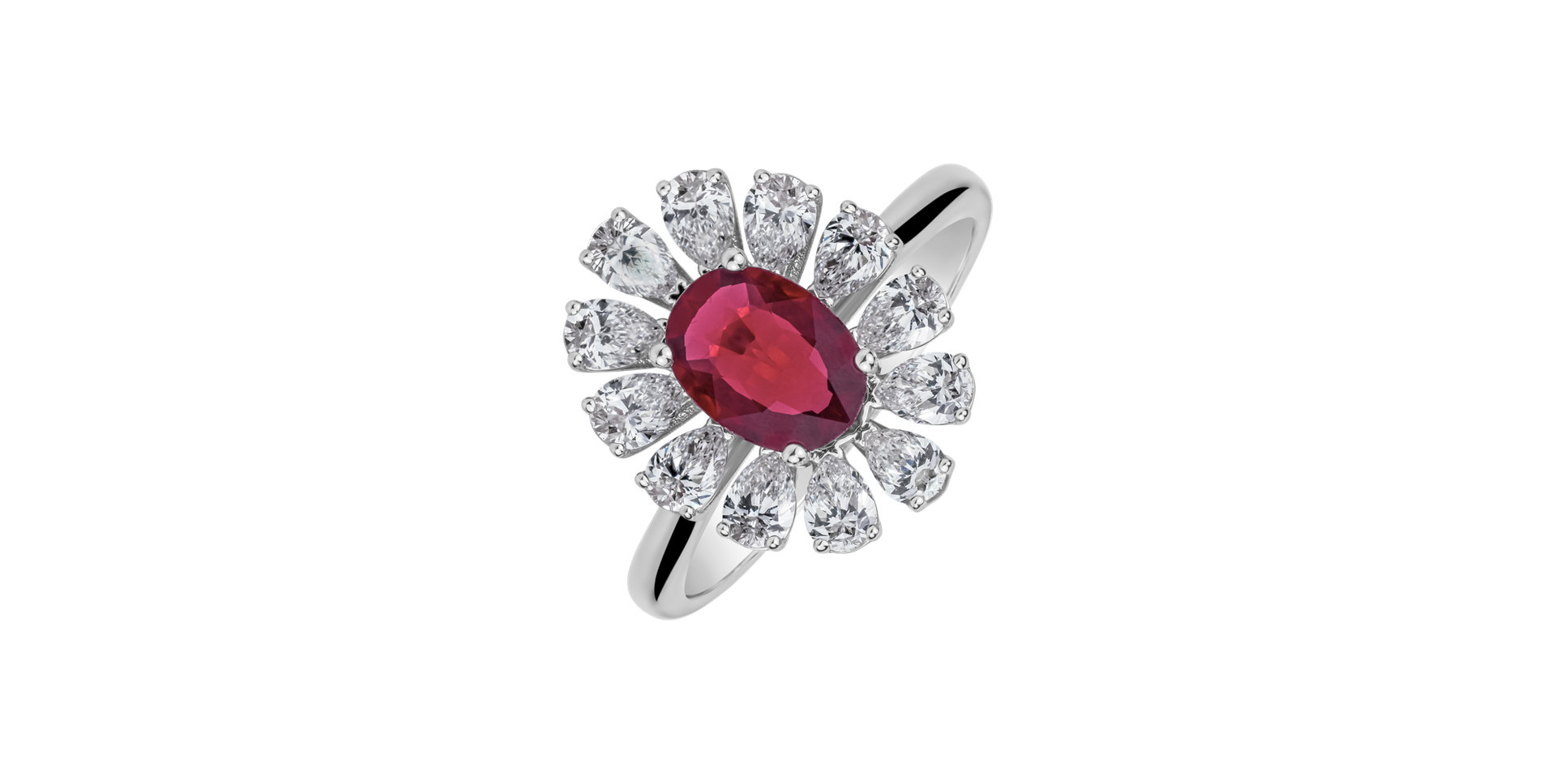 Diamond ring with Ruby Petal of Love