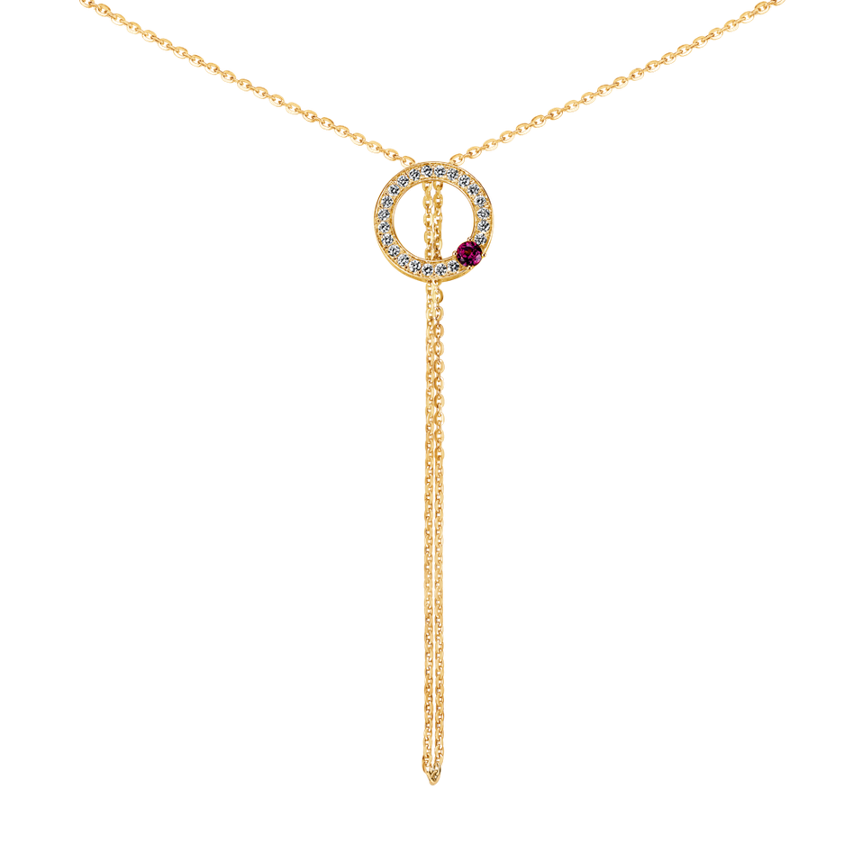 Diamond necklace with Rhodolite Perfect Sphere