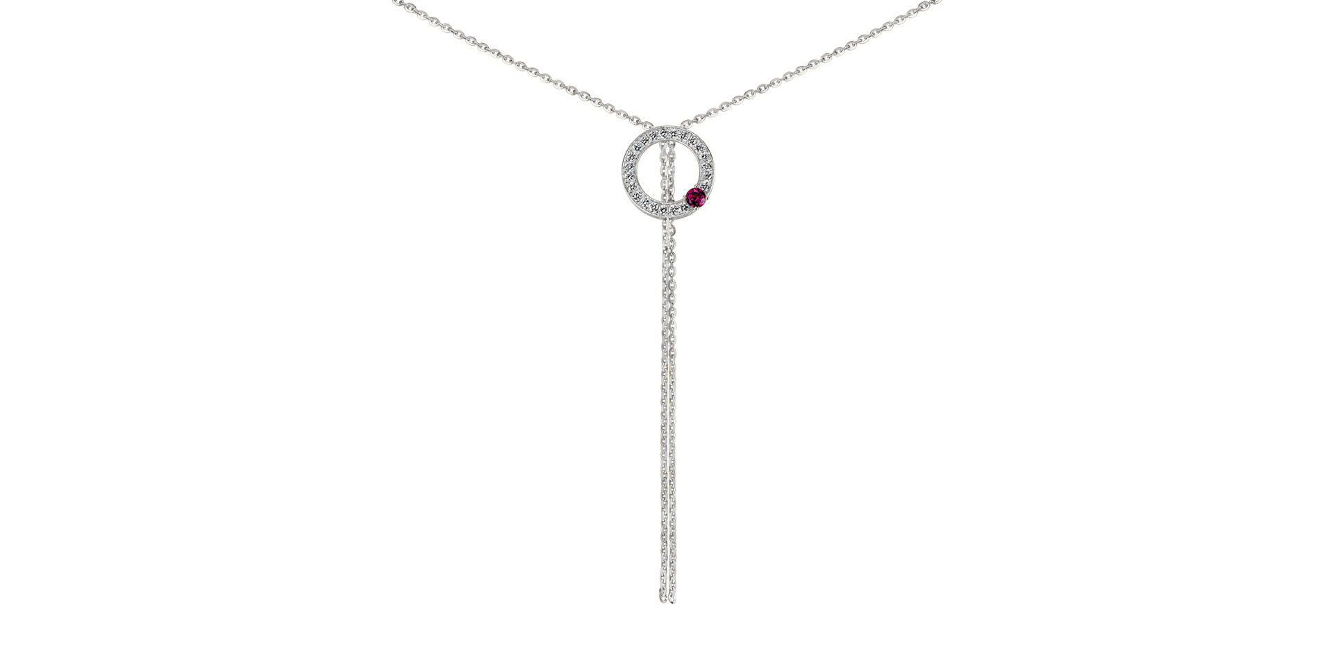 Diamond necklace with Rhodolite Perfect Sphere