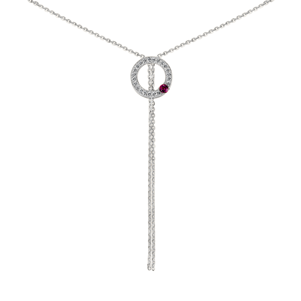 Diamond necklace with Rhodolite Perfect Sphere