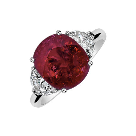 Diamond ring with Ruby Dynasty Gem