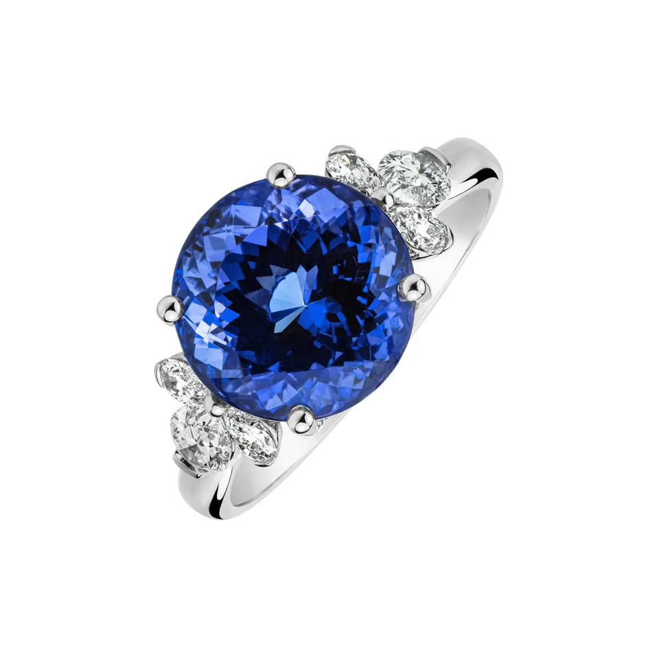 Diamond ring with Tanzanite Sky's Embrace