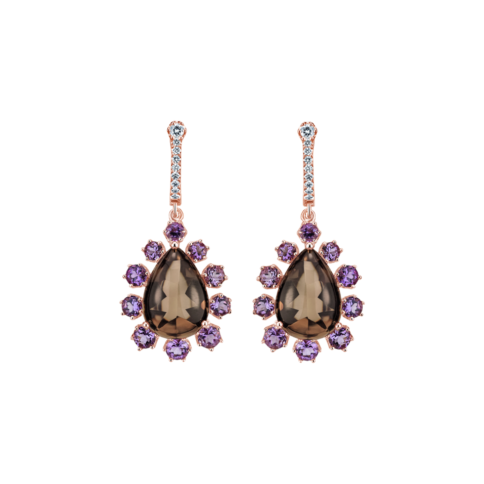 Diamond earrings with Quartz and Amethysts Astral Travel