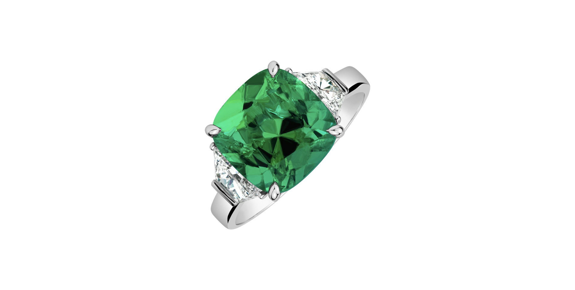 Diamond ring with Emerald Lady Emerald
