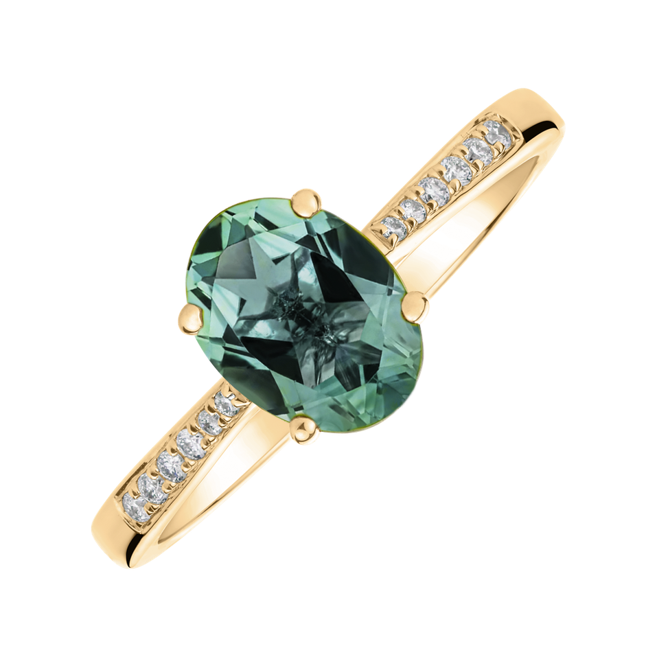 Diamond ring with Tourmaline Glory Gem