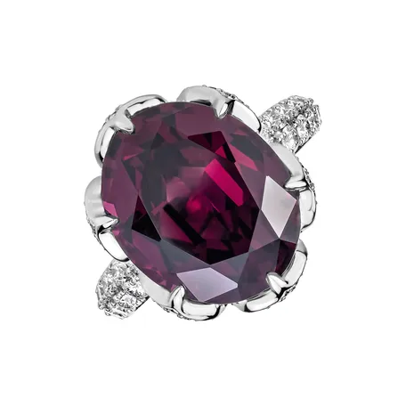 Diamond ring with Rhodolite Fire of Life