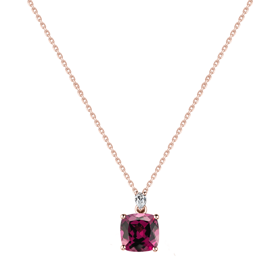 Diamond necklace with Rhodolite Marigold