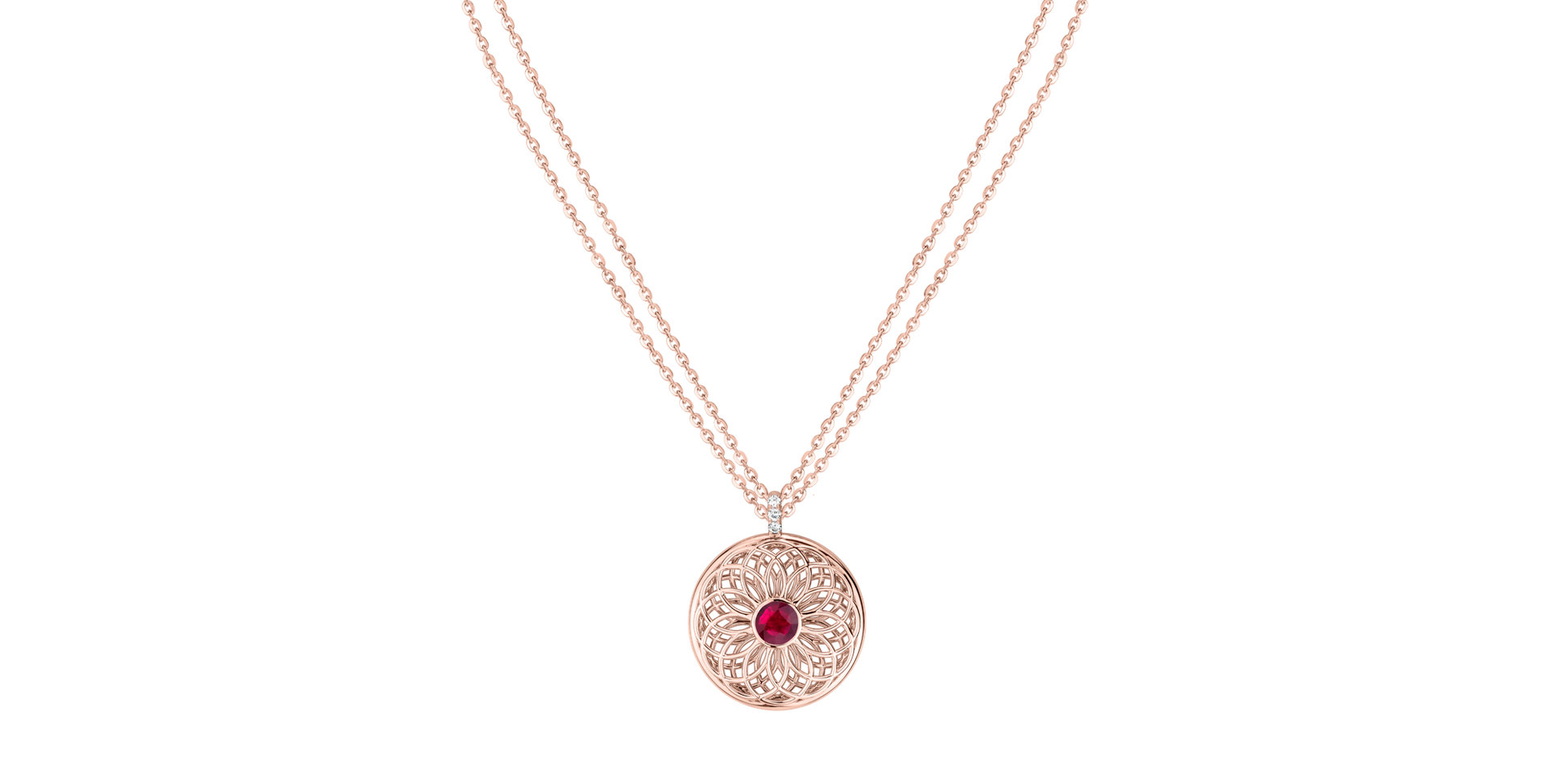 Diamond necklace with Ruby Sphere of Light