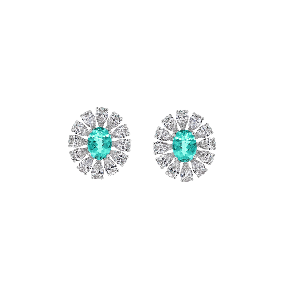 Diamond earrings with Paraiba Petal of the Wind