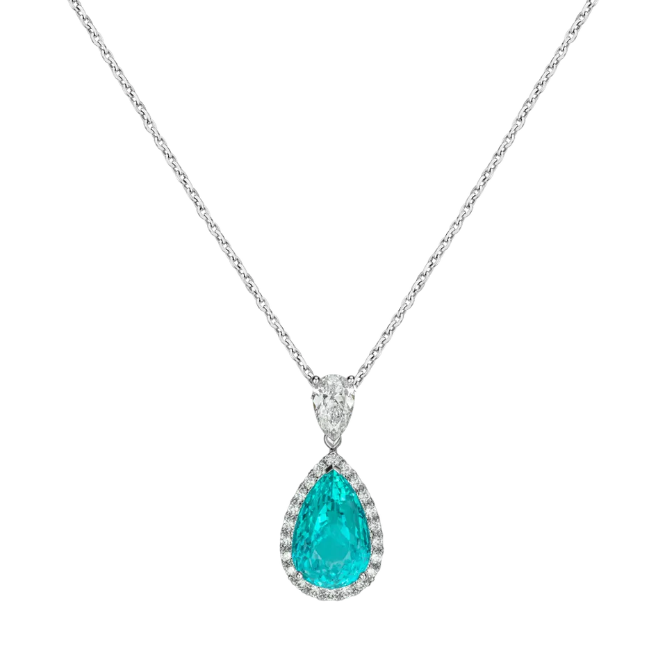 Diamond necklace with Paraiba Aqua Lume