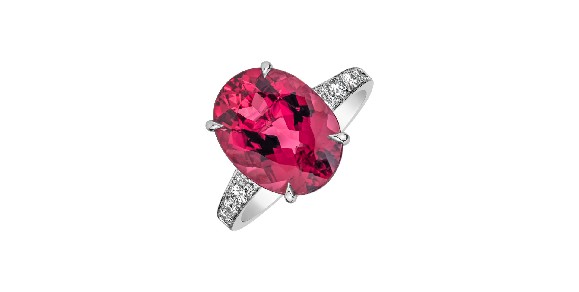 Diamond ring with Tourmaline Rose Flare