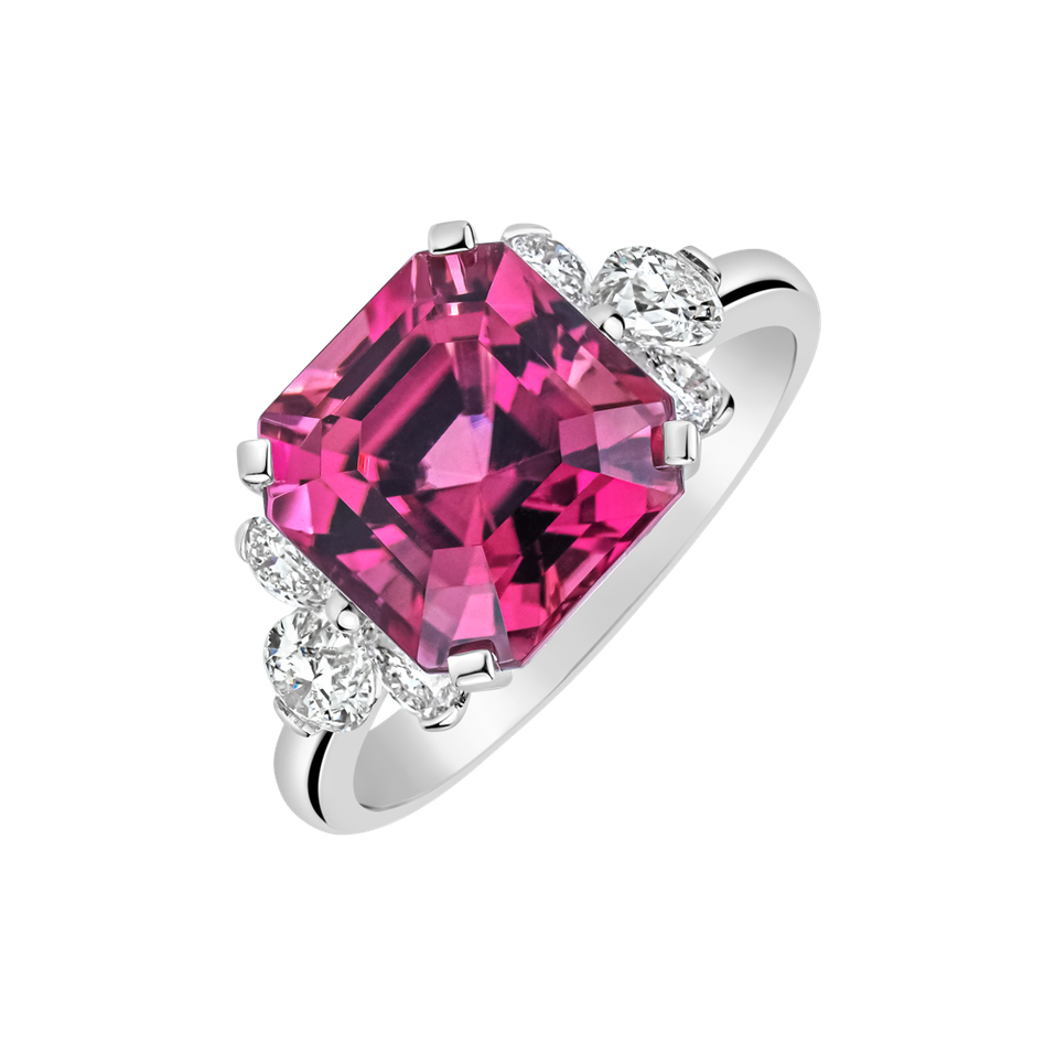 Diamond ring with Tourmaline Purple Magic