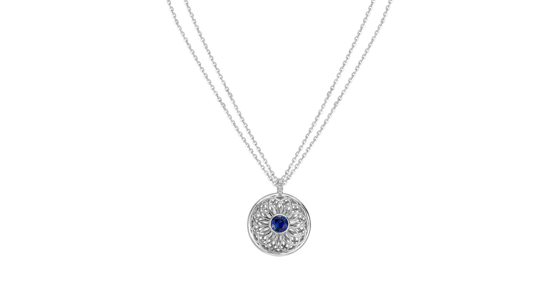 Diamond necklace with Sapphire Sphere of Light