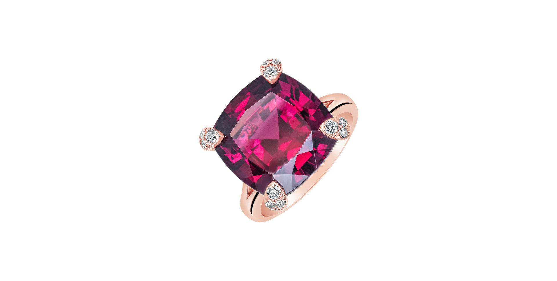 Diamond ring with Rhodolite Scarlet Mirage
