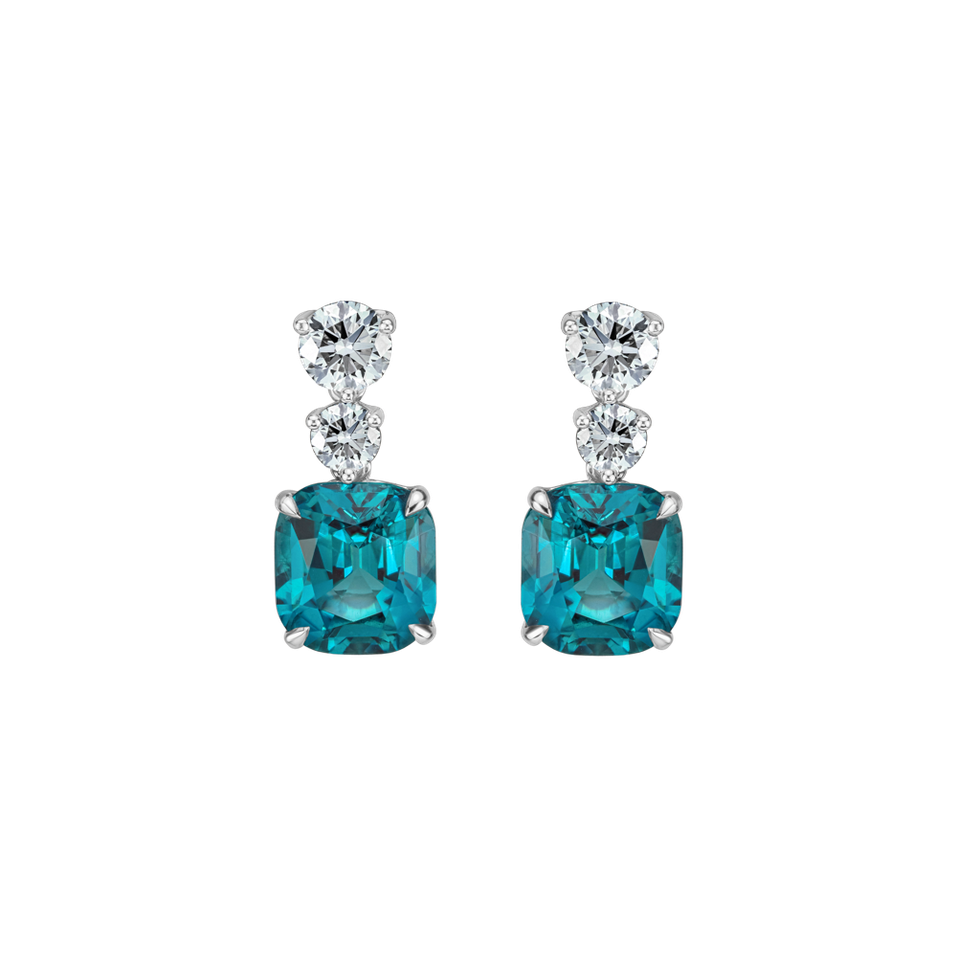 Diamond earrings with Tourmaline Seafoam Spark