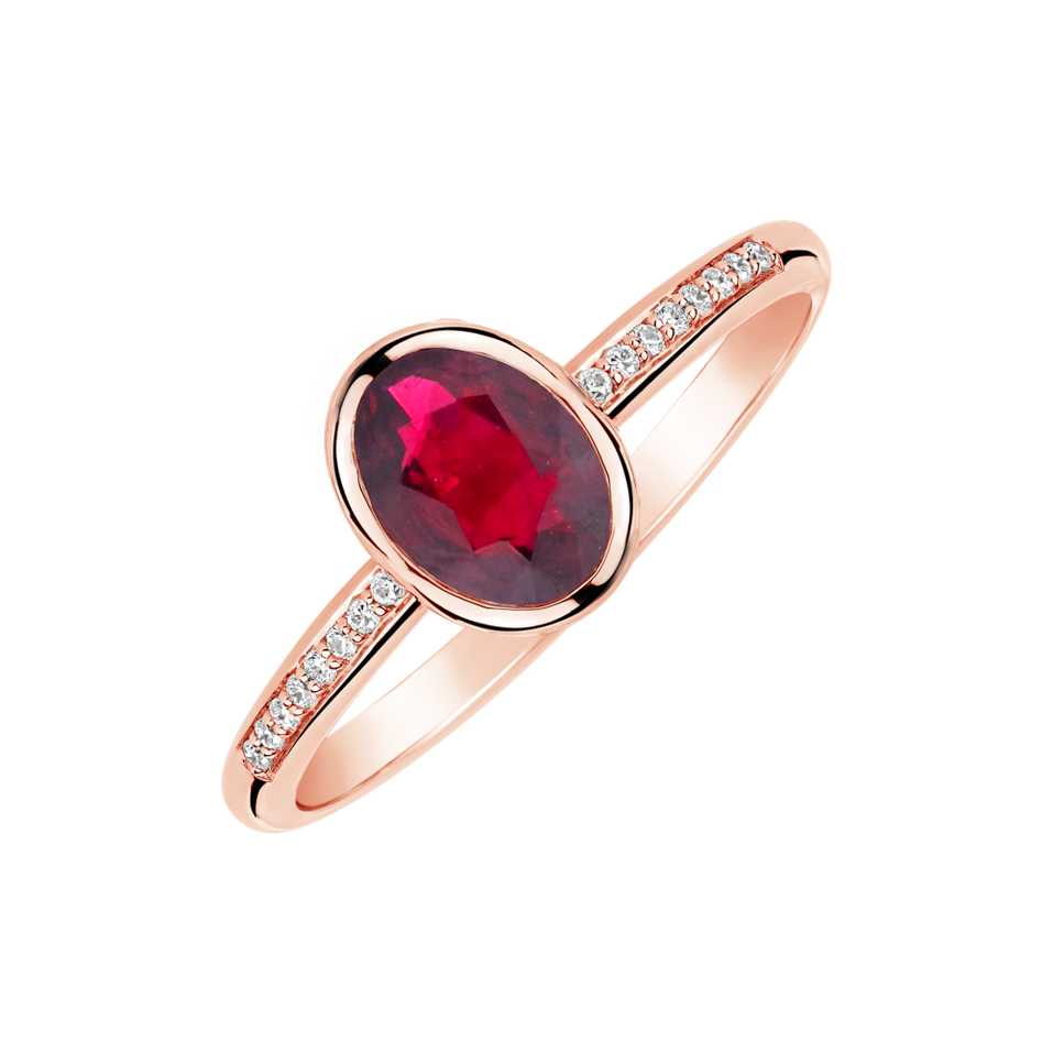 Diamond ring with Ruby Elliptical perfection