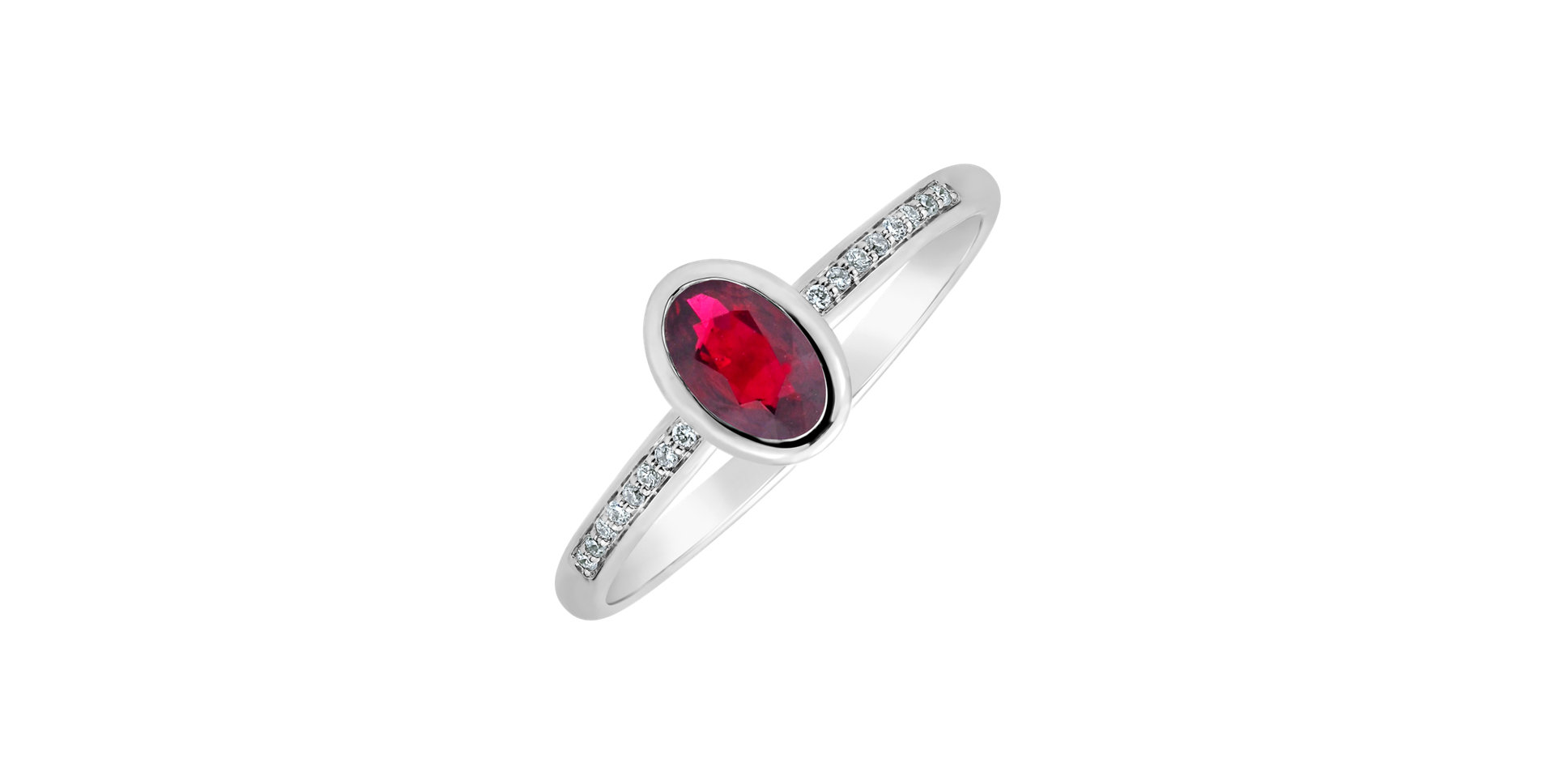Diamond ring with Ruby Elliptical perfection