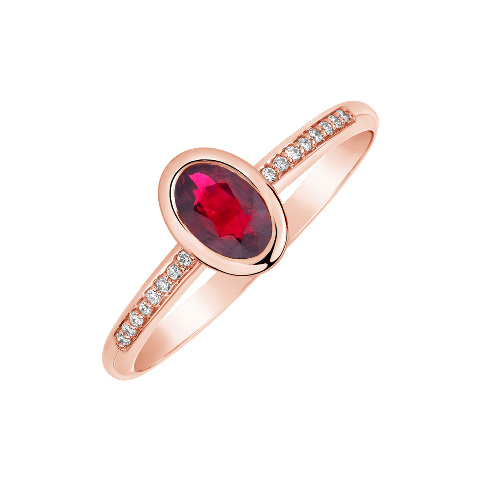 Diamond ring with Ruby Elliptical perfection